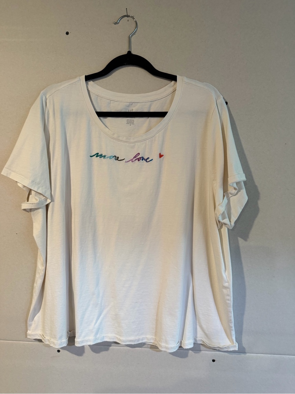 J. Jill Cream Short Sleeve Tee with Multicolor Script